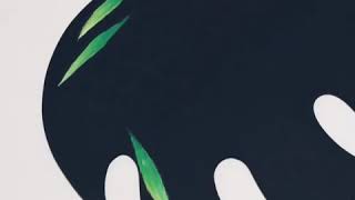 ハワイアンチョークアートでモンステラ型のウエルカムボード