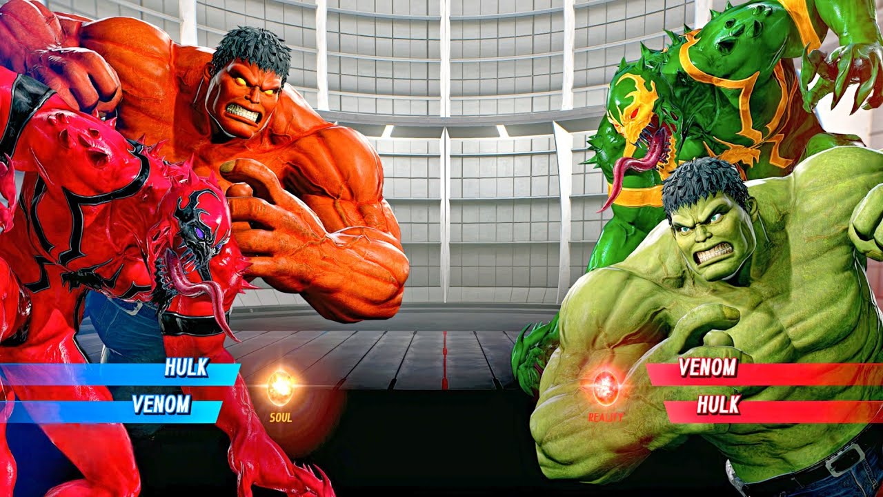 Red Hulk & Venom vs. Green Venom & Hulk Fight Marvel vs Capcom Infi...
