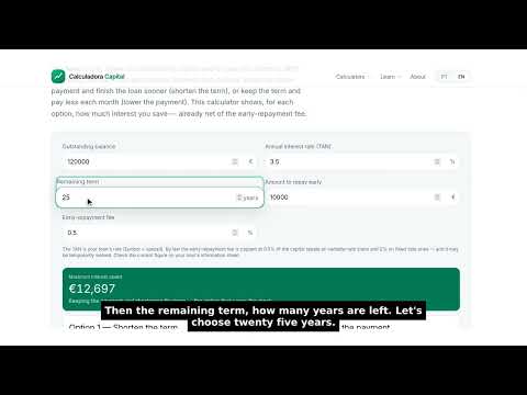 Early Mortgage Repayment Calculator: Portugal