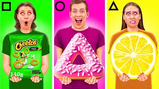 ज्यामितीय आकार भोजन चैलेंज | मजेदार स्थितियां TeenTeam Challenge