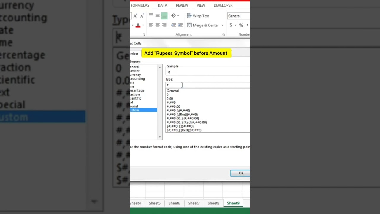 Add rupee symbol totally easy in excel | Advance Excel Formula | MyExcelGeeks