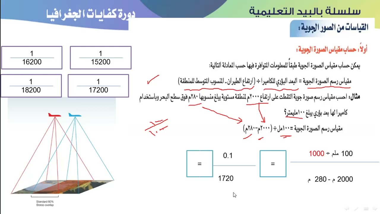حساب مقياس رسم الصور الجوية وارتفاع الطائرة
