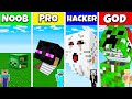 Minecraft Battle: NOOB vs PRO vs HACKER vs GOD: MONSTER HEAD HOUSE BASE BUILD CHALLENGE / Animation