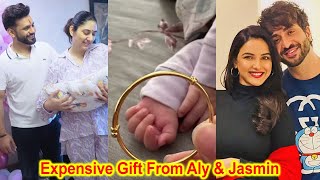 Disha Parmar Baby Girl Cute Gold Bangle Gift from Maasi Jasmin Bhasin and Aly Goni