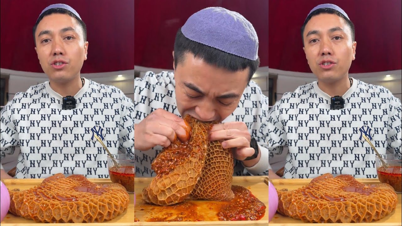 ASMR LAMB TRIPE WITH SPICY GARLIC SAUCE EATING