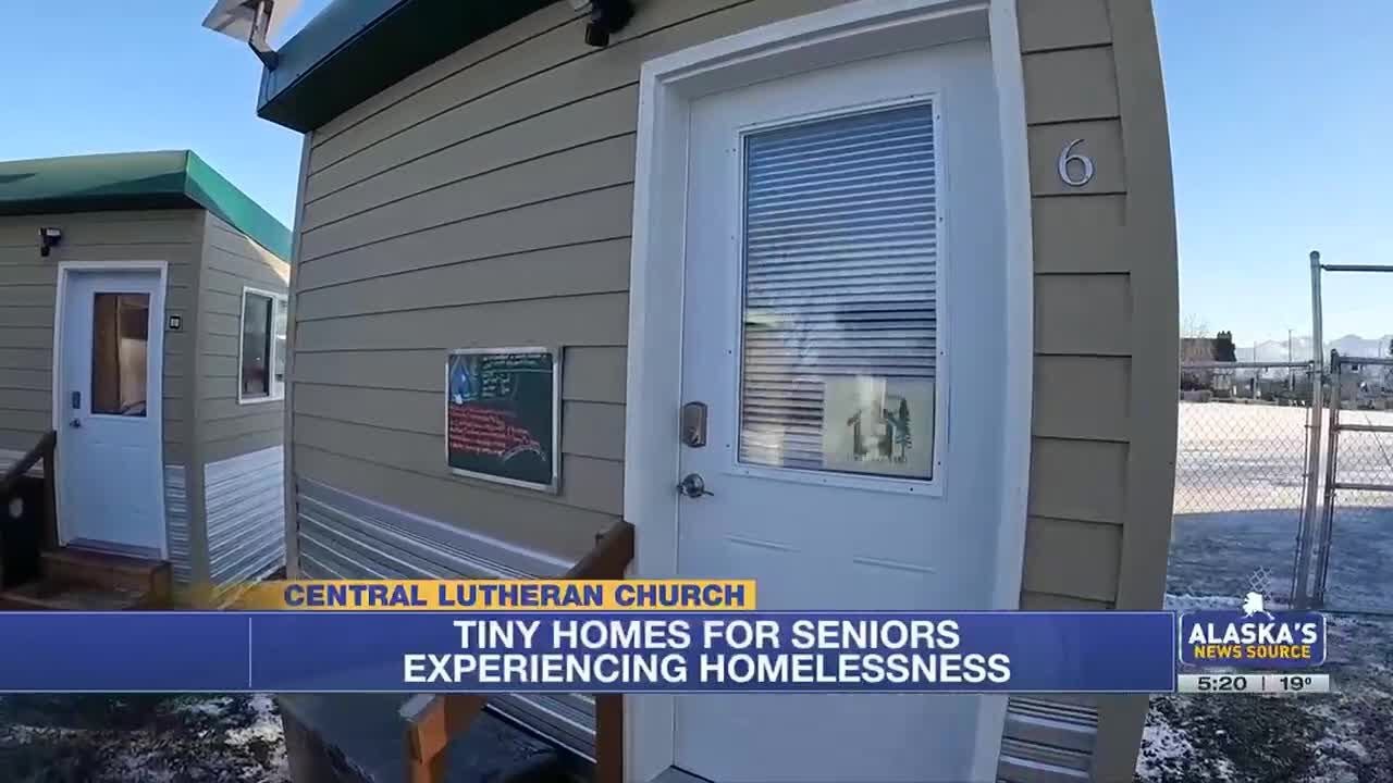 Anchorage church opens tiny houses for homeless seniors - YouTube