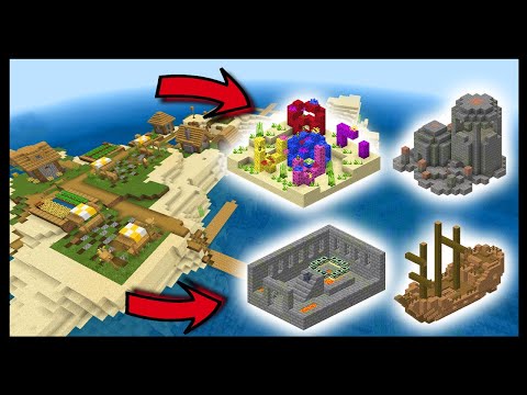 SUPER SEED PARA O MINECRAFT DE CELULAR! VILA - STRONGHOLD - NAUFRÁGIO - RUÍNAS - CORAIS E MAIS!