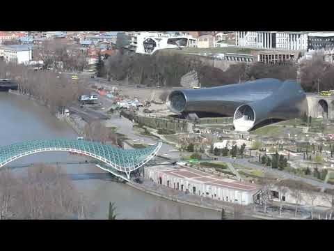 Travel around Tbilisi. Various sights. Peace bridge, Tsminda Sameba, Metekhi, Funicular, Mtatsminda