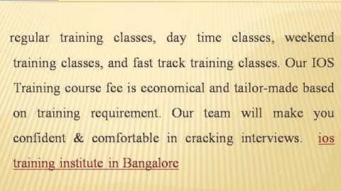 ios training institute in Bangalore