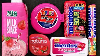 ASMR Soft Pink Sweets 💗 Aesthetic Candy Unboxing, Chewing Gum & Chocolate | Relaxing