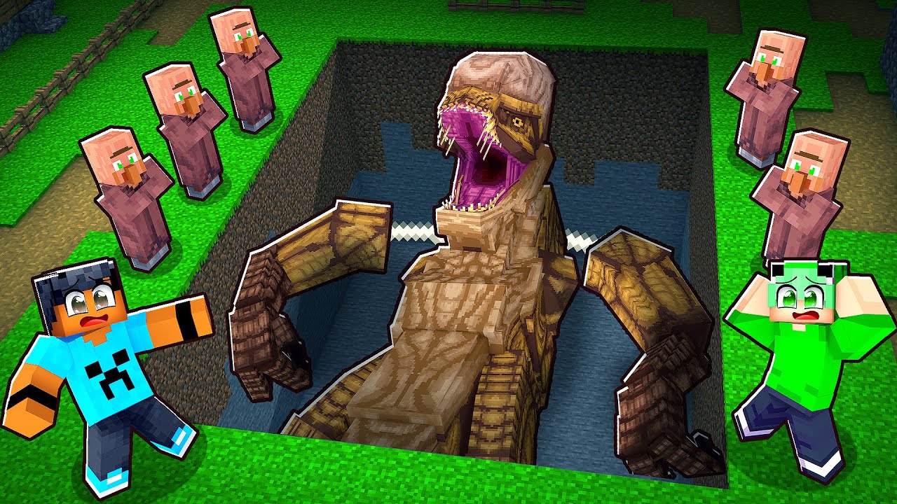 Encontramos um DINOSSAURO ASSUSTADOR enterrado no Minecraft!