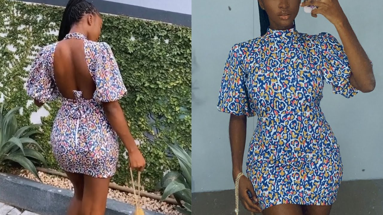 How To Cut And Sew A Trendy Open Back Dress With A Turtleneck And Puff how-to-cut-and-sew-a-trendy-open-back-dress-with-a-turtleneck-and-puff