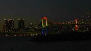 微速度撮影／東京お台場の回転夜景　Time　Lapse／Night view of Tokyo Odaiba-park．（Rotation）