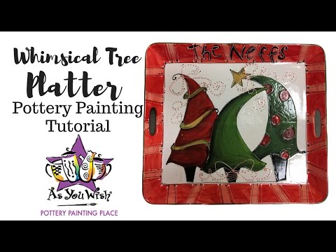 whimsical-christams-tree-platter-|-as-you-wish-pottery-painting-place