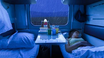 🔴Relaxing Night Rain | Goodbye stress to sleep instantly with heavy rain on window on the train