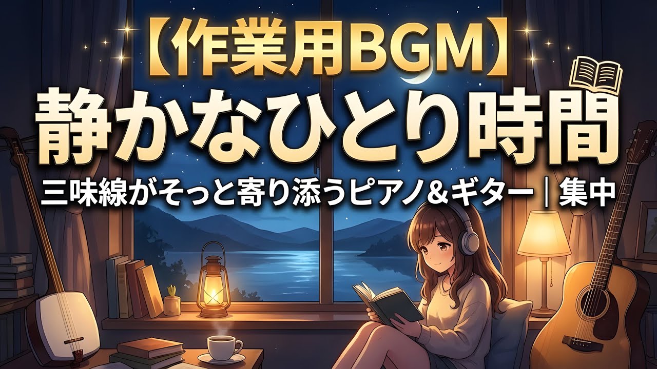 【作業用BGM】静かなひとり時間📖｜三味線がそっと寄り添うピアノ＆ギター｜集中