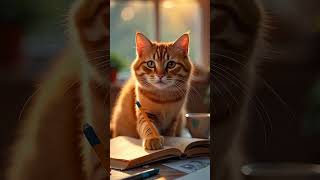 watch Cat pretend to study — all show, no go! tag your study buddy who always fakes it! 📚😹 #catlife