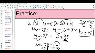 1-3 Solving Multi-Step Equations Practice Quiz