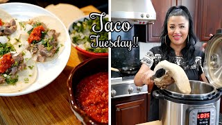 How to make The BEST Beef Tongue Tacos in Instant Pot + RED Salsa |