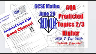 MDDM  2and3H Predicted Topic Paper GC AQA