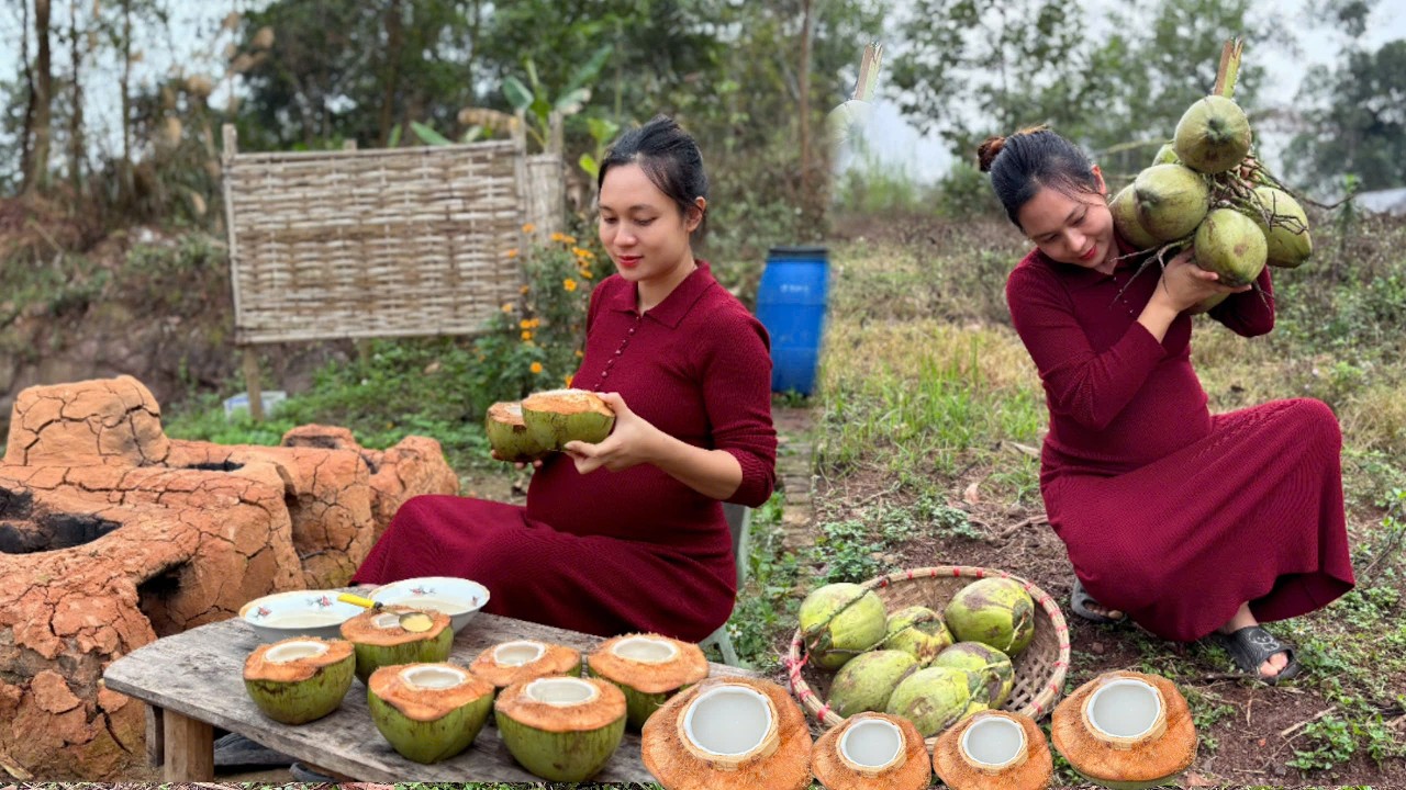 As the baby grew bigger in my belly, I made coconut jelly from young coconuts.