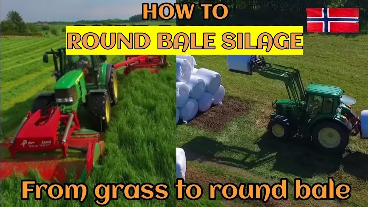 Fra grass til rundballe - Førsteslåtten på Jæren i Norge 2016 #subtitles  #baling #farming #tractor