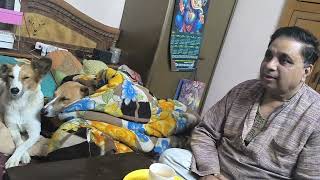 Dogs sleeping beside dad who did not want dogs 