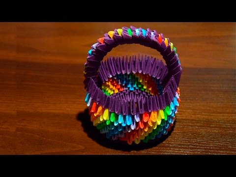Оригами модульное корзинка с цветами