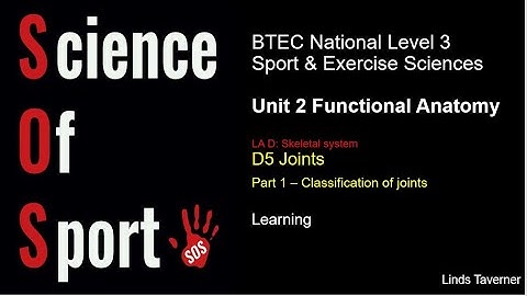 Unit 2 Functional Anatomy - D5 (Part 1) Classification of joints