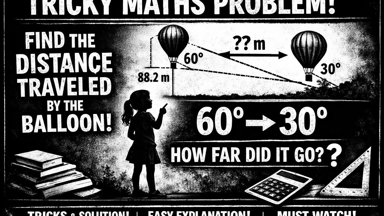 Girl Observes Balloon (60° → 30°) | Find Distance Travelled ...
