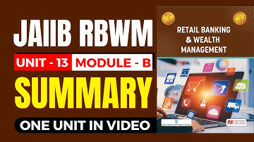 JAIIB RBWM Module B Unit 13 | JAIIB RBWM Summary | JAIIB Retail Banking Wealth Management