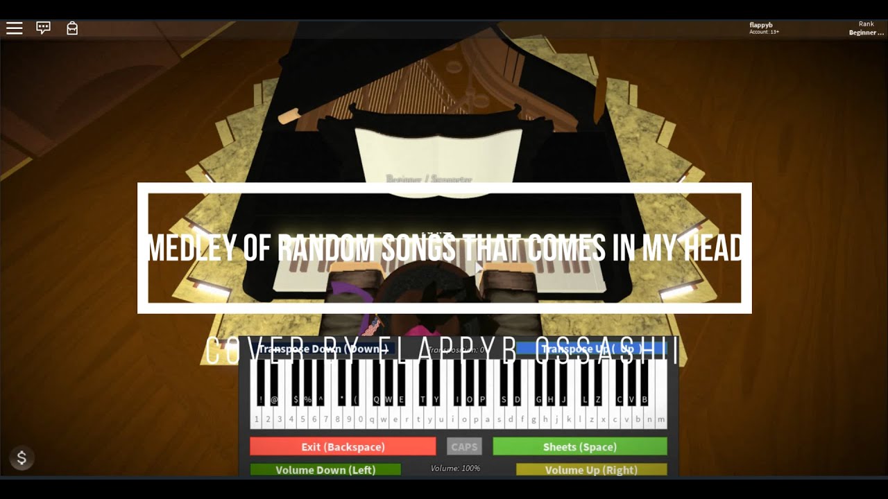 Roblox Pianomedley Of Random Songs My Improv With No Notes - roblox piano sheets pirates of the caribbean roblox