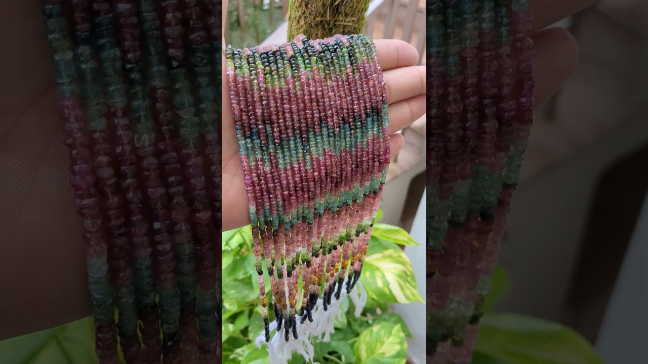 Faceted tourmaline gemstone beads 