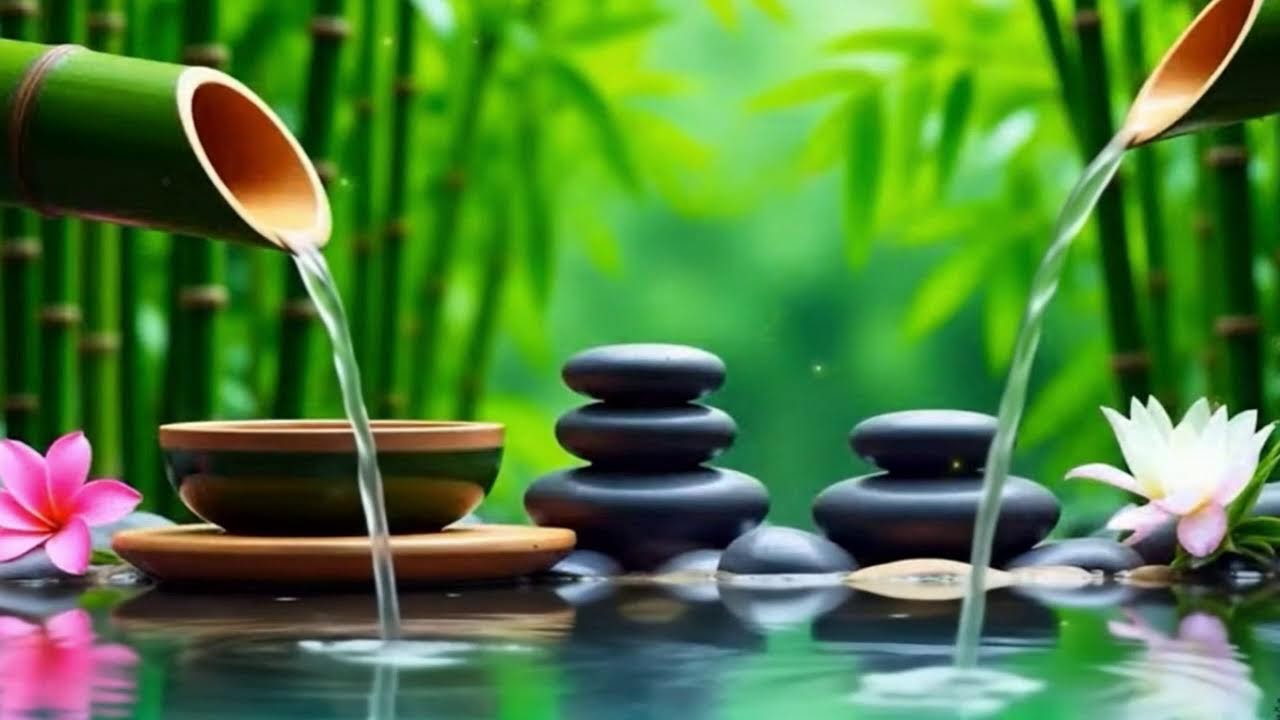 Relaxation Piano and Bamboo Water Sounds 🌿 Deep Sleep, Meditation & Healing Music, Calm Piano Music