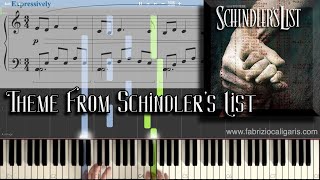 Video thumbnail of "Theme From Schindle'r List - Piano Cover - Tutorial - Sheet Music PDF - MIDI"