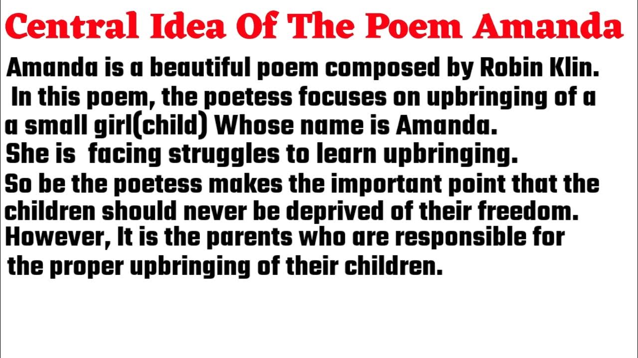 central-idea-of-the-poem-amanda-class-10th-ka-central-idea-amanda