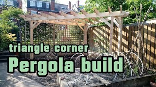 Pergola build, triangle corner pergola built with pressure treated softwood timber