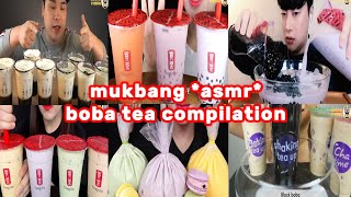 *asmr* mukbang boba milk tea compilation