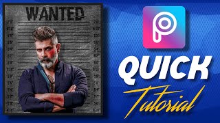 Wanted - Mugshot poster Editing in PicsArt || Easy PicsArt photo editing tutorial ft. Chiyaan vikram screenshot 4