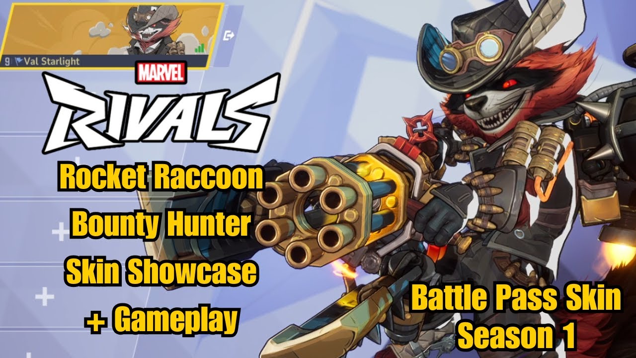 Rocket Racoon Marvel Rivals Skins Rocket Raccoon | Bounty Hunter Battle Pass Skin Showcase | Marvel ...