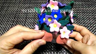 kimie gangiの工作教室「お花のペットボトルペン立て」カラフル カラー粘土