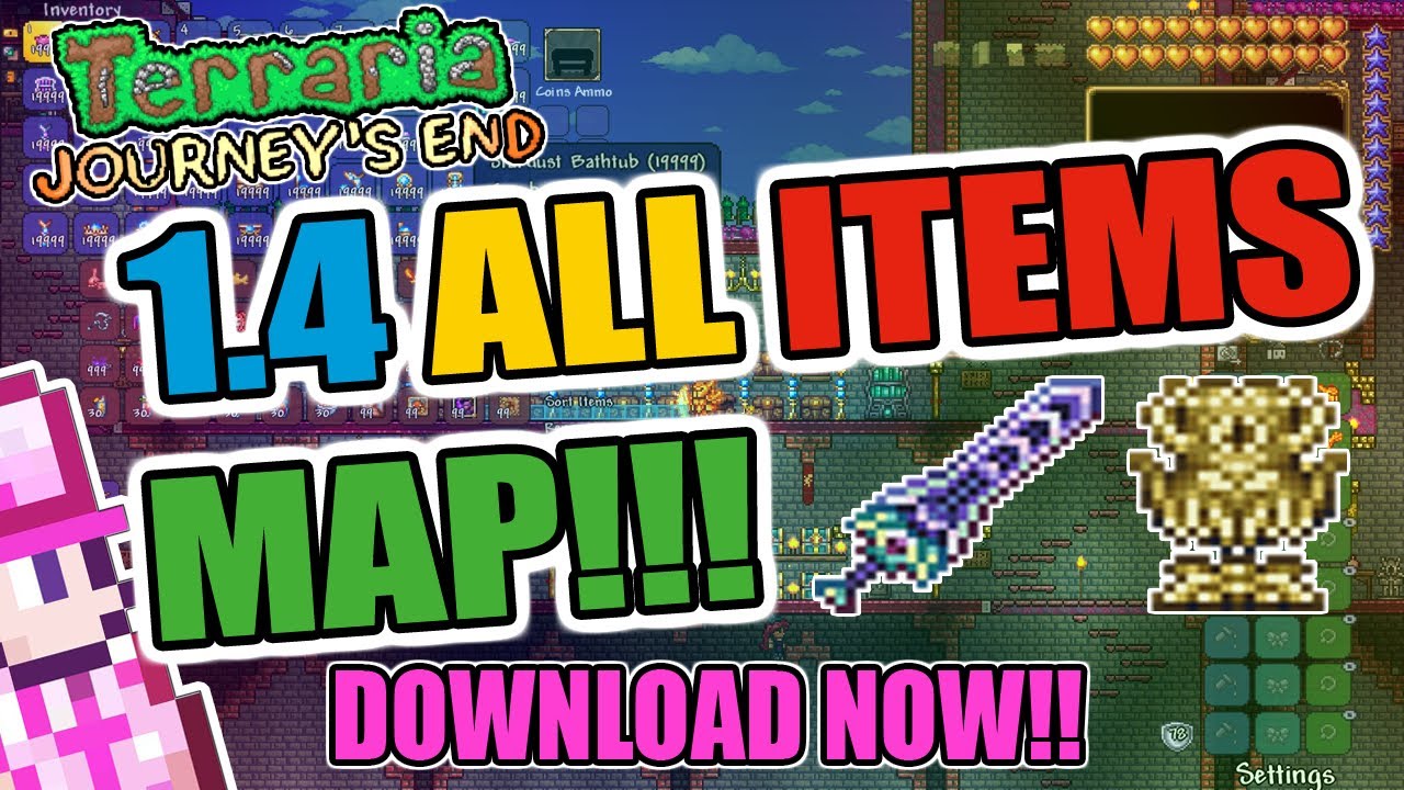 TERRARIA 1.4 ALL ITEMS MAP FOR MOBILE/PC DOWNLOAD NOW!!! 