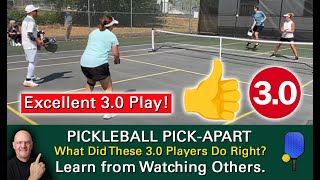 Pickleball!  Excellent Play at the 3.0 Level.  Learn by Watching Others!