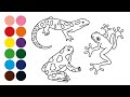 🐸 ANIMALES ANFIBIOS 🐸 dibujar y colorear para niños - Dibujar animales con Beethoven
