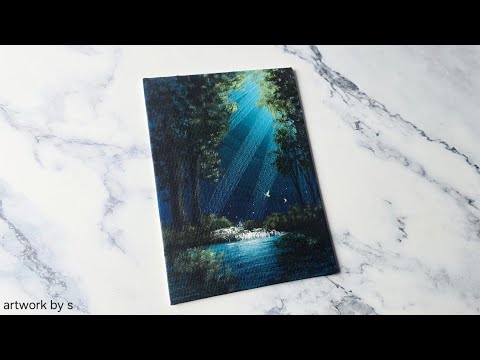 Easy Way to Paint a Beautiful Forest Scenery / Acrylic Painting Ideas for Beginners Step by Step thumbnail