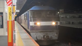 EF210-153号機(岡山機関区所属・100番台旧塗装・キャラ桃なし)+コキ18Bが貨物列車として西浦和駅を通過するシーン!【5069レ・岡A12・コンテナ輸送】