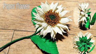 How to make white sunflower with paper crepe easy /DIY paper flowers/real sound