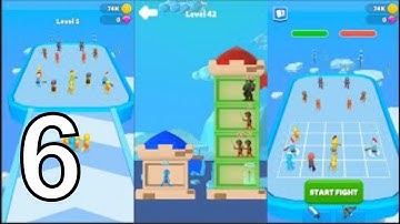 STICKMAN BATTLE 3D - Walkthrough Gameplay - (iOS Android) level 48-53/// merge level  8