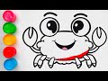 Crab Drawing And Coloring For Kids | How to Draw | Art Video For Children