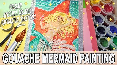 Cheap Artist Grade Gouache Review 🎨【 Master Class Gouache 】🌸 Mermaid painting Time Lapse 🌸